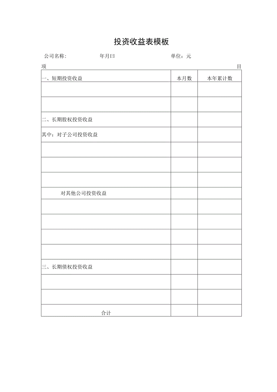 投资收益表模板.docx_第1页