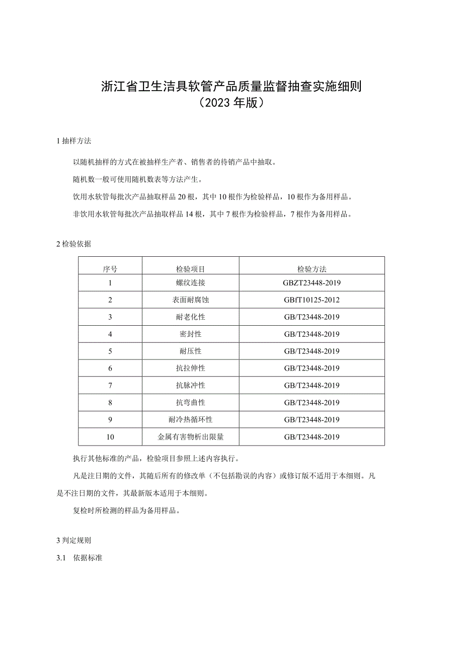 浙江省卫生洁具软管产品质量监督抽查实施细则2023年版.docx_第1页