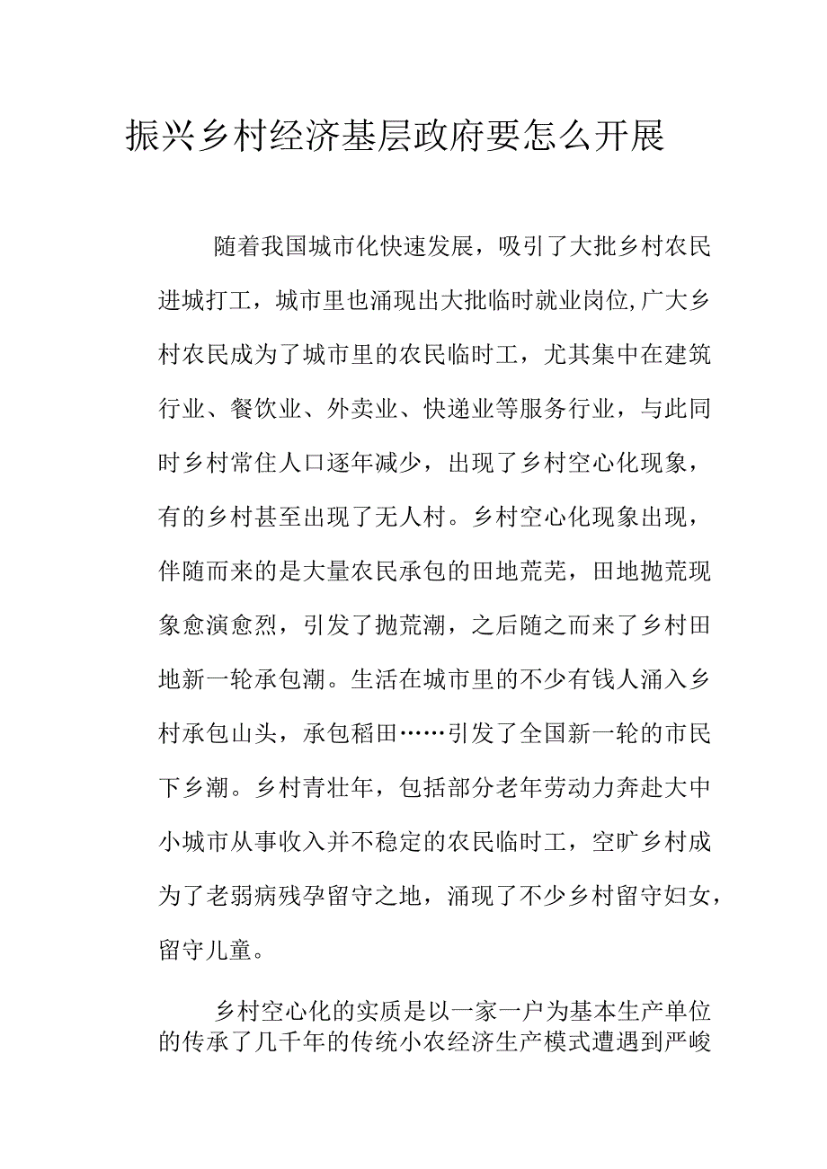 振兴乡村经济基层政府要怎么开展.docx_第1页