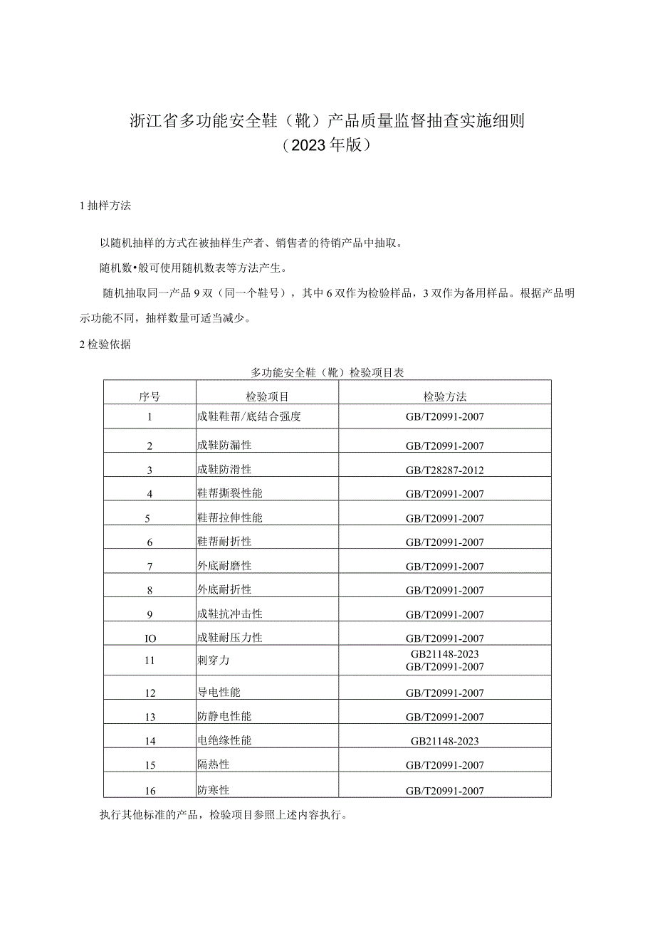 浙江省多功能安全鞋靴产品质量监督抽查实施细则2023年版.docx_第1页