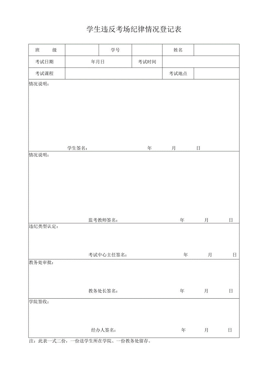 学生违反考场纪律情况登记表.docx_第1页