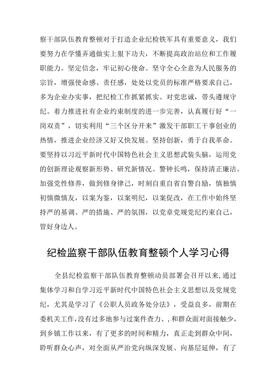 2023县纪委监委纪检监察干部队伍教育整顿工作推进会发言材料心得体会精选八篇汇编范文.docx_第3页