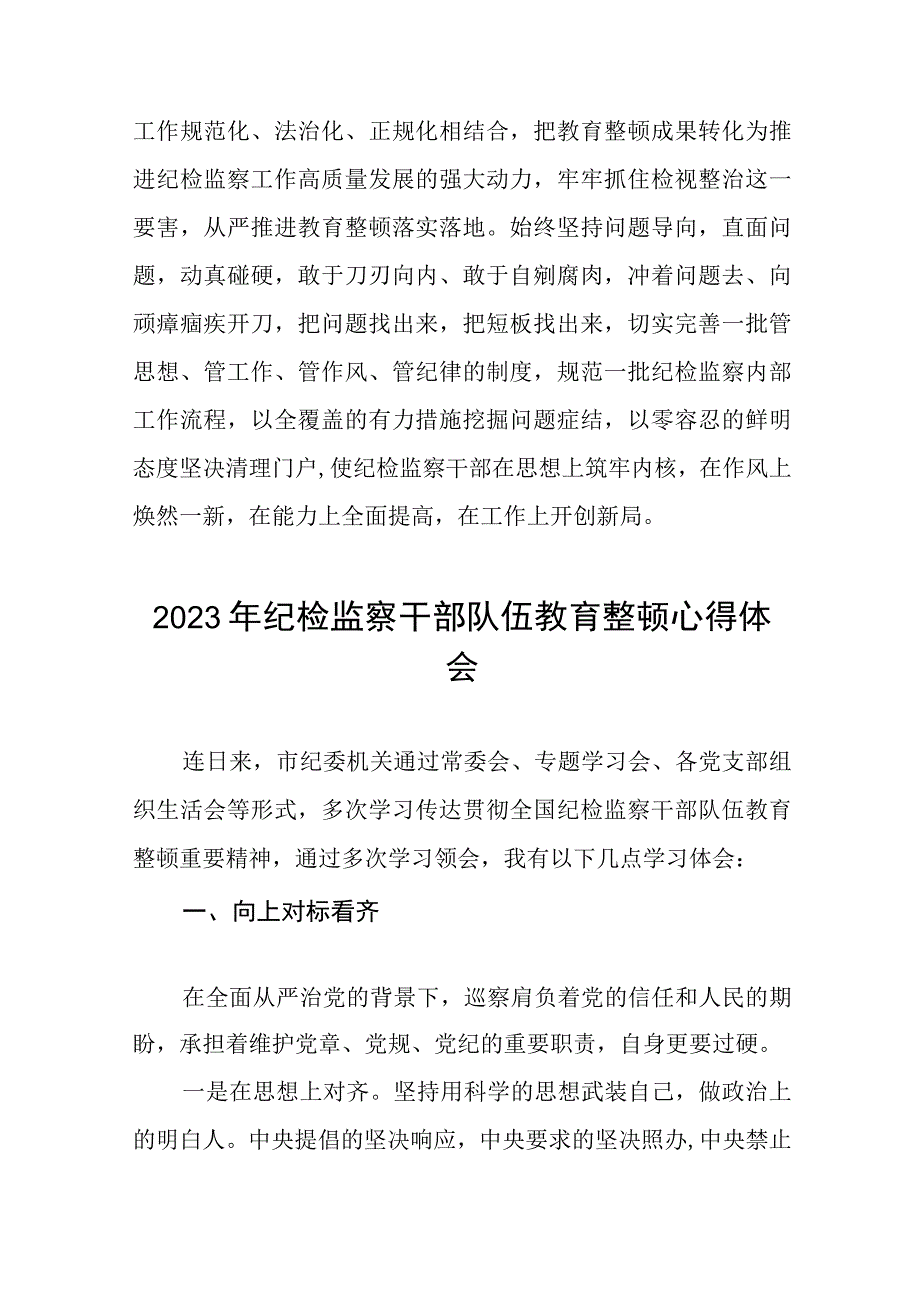 2023年全国纪检监察干部队伍教育整顿的心得体会精品六篇.docx_第3页