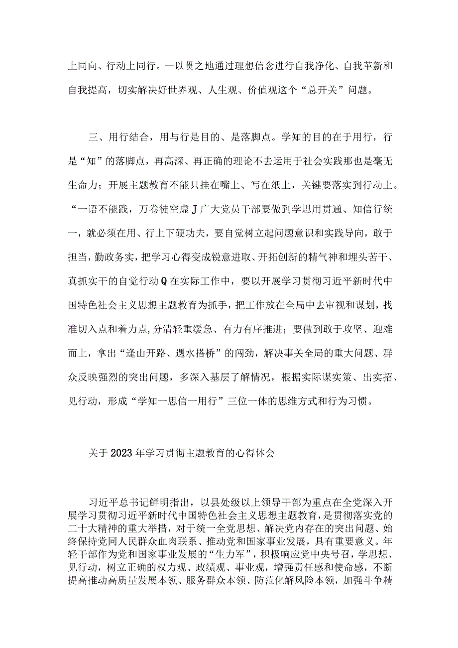 2023年主题教育学习心得体会感悟发言材料四篇与主题教育专题内容理论学习计划安排3篇汇编供参考.docx_第3页