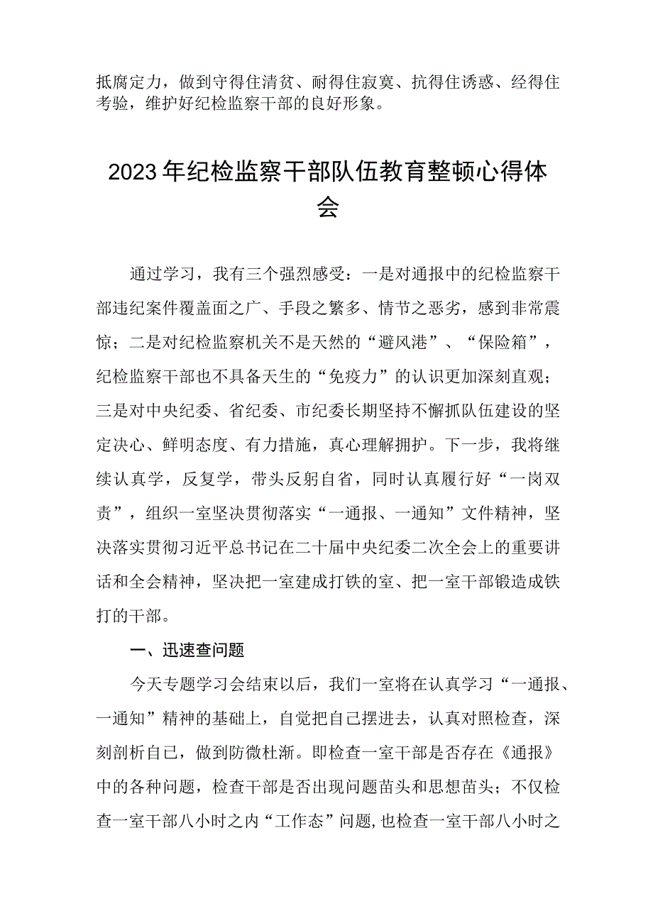 2023年全国纪检监察干部队伍教育整顿活动心得感悟范文精品六篇.docx_第3页