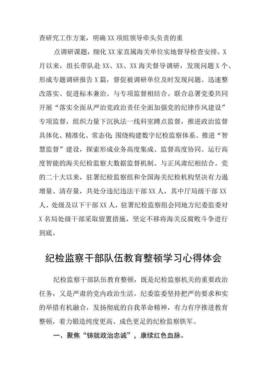 2023在纪检监察干部队伍教育整顿工作推进会上的发言材料精选五篇范本.docx_第3页