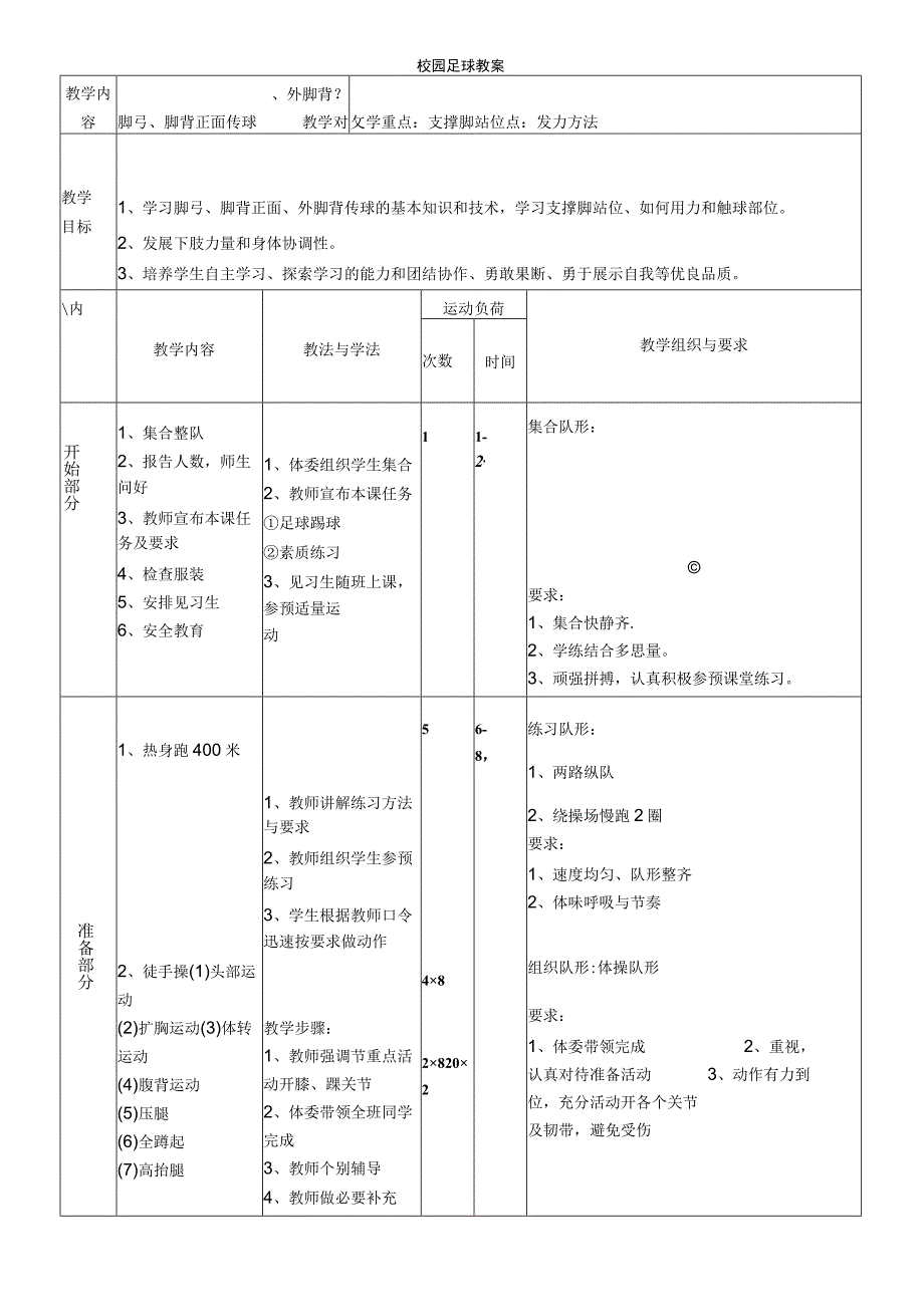 完整校园足球教案.docx_第1页