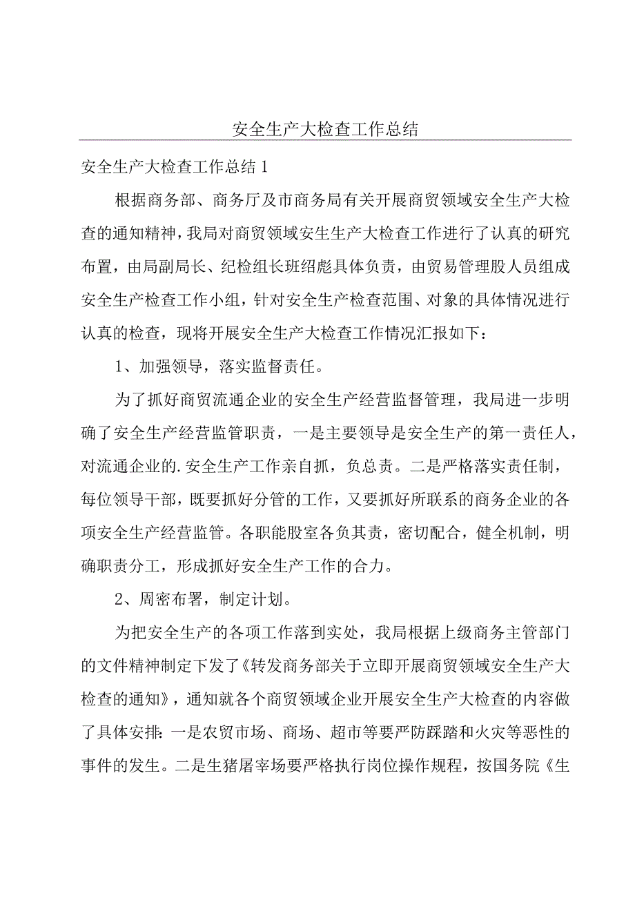 安全生产大检查工作总结.docx_第1页