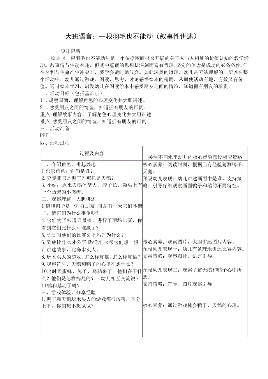 大班语言：一根羽毛都不能动.docx_第1页