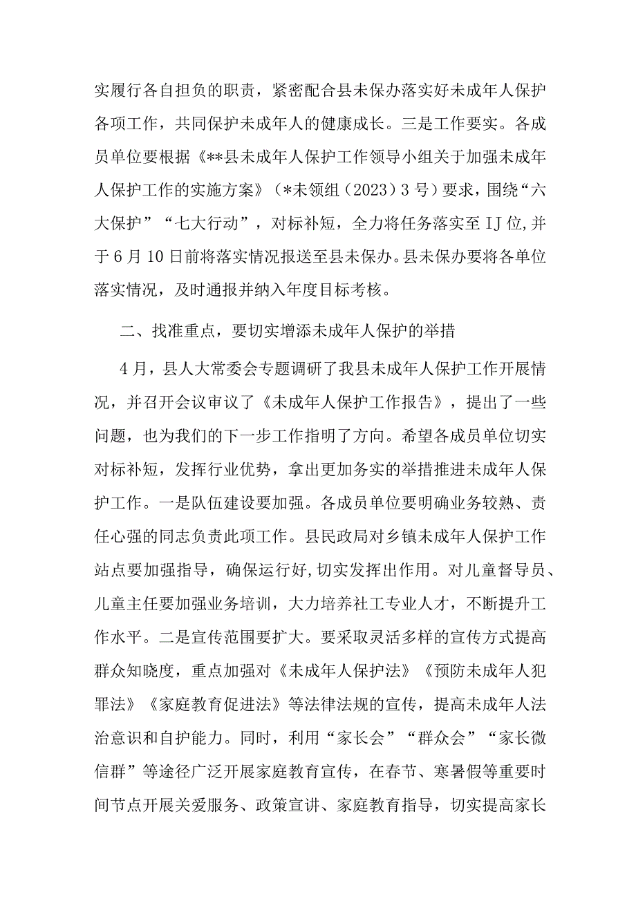 在2023年全县未成年人保护工作领导小组第二次全体会议上的讲话.docx_第2页