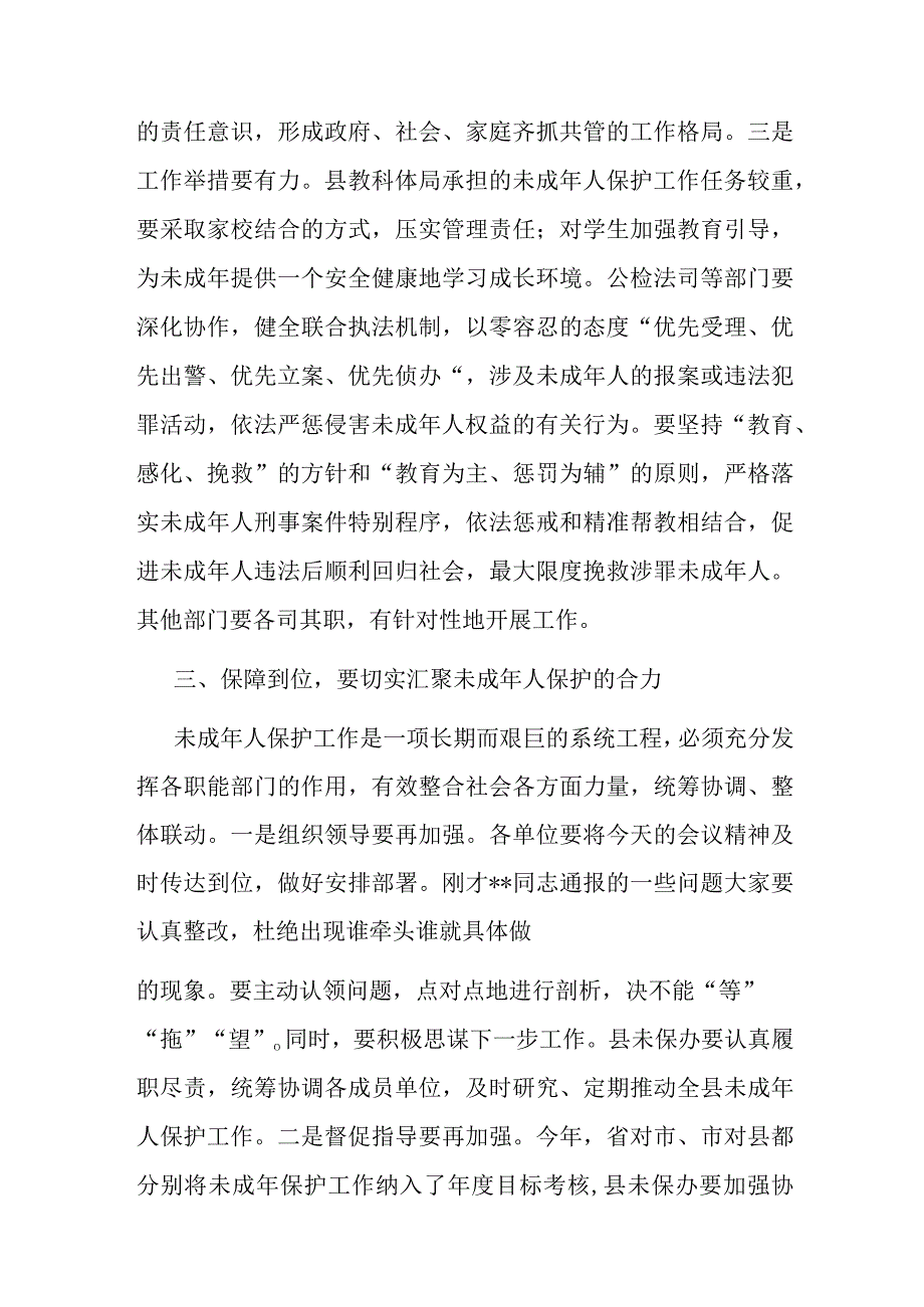 在2023年全县未成年人保护工作领导小组第二次全体会议上的讲话.docx_第3页