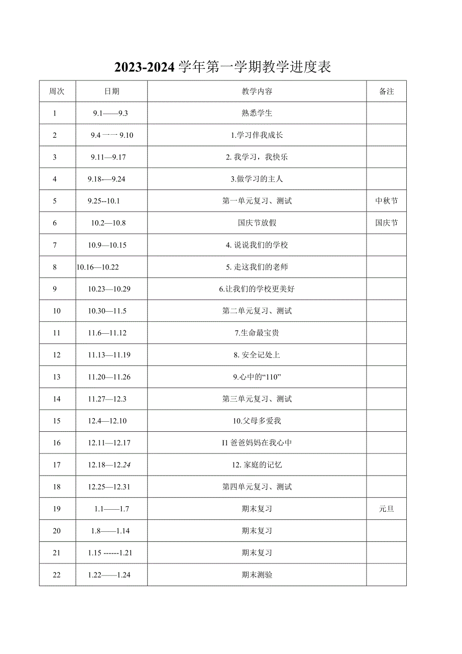 2023年部编版道德与法治小学三年级上册教学计划含进度表.docx_第3页