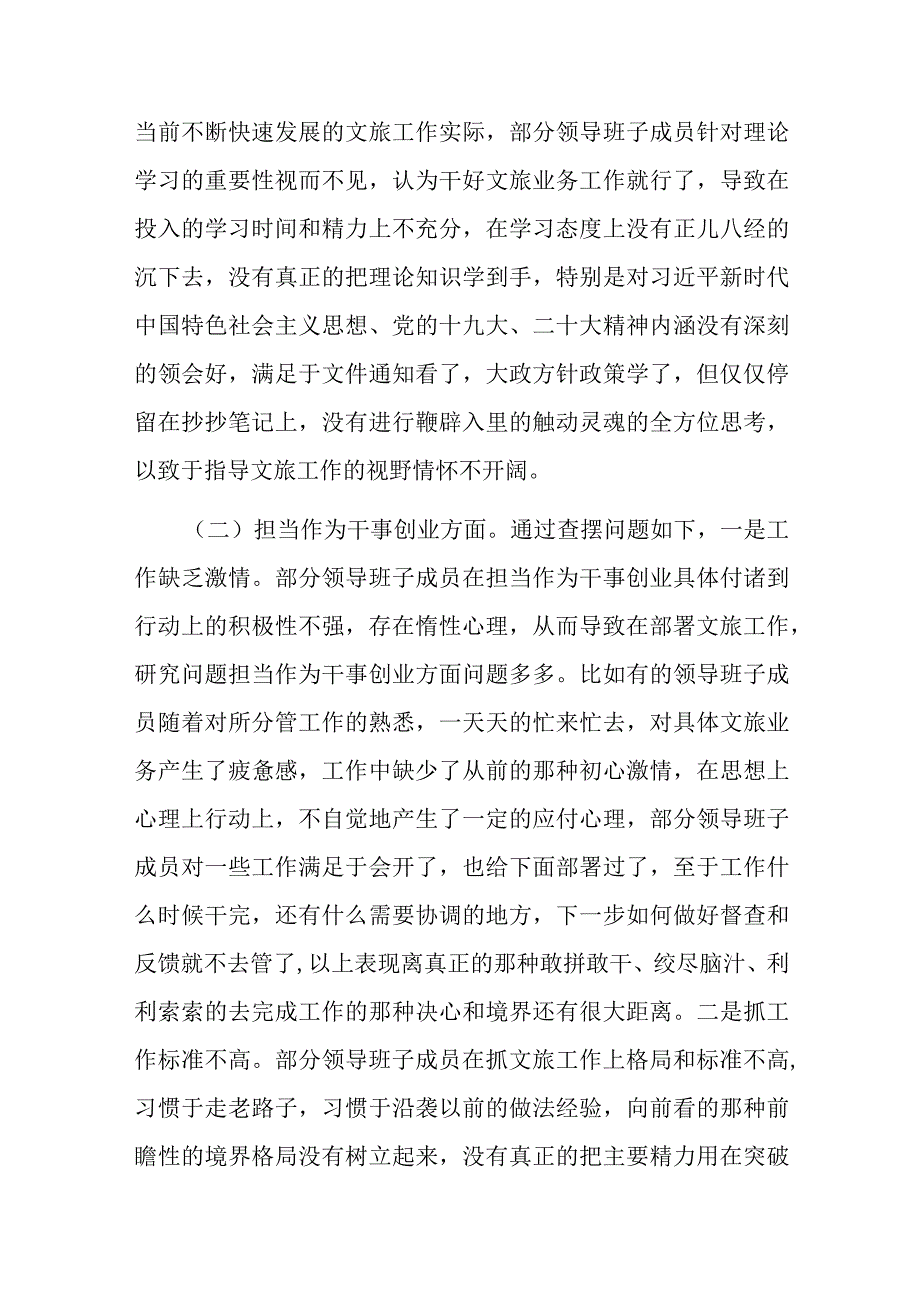 市文化和旅游局领导班子党性检视剖析材料.docx_第2页