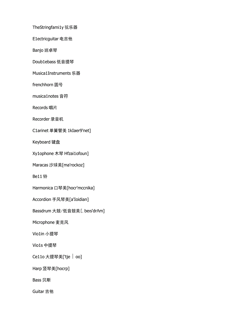 常见音乐器材中英文词汇及表达大全.docx_第2页