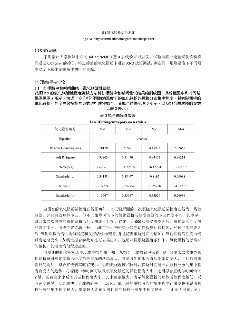 煅烧时间对氧化镁粉反应活性程度的影响研究.docx_第3页