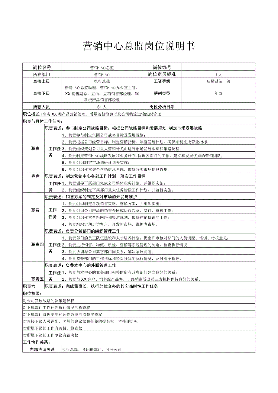 营销中心总监岗位说明书.docx_第1页