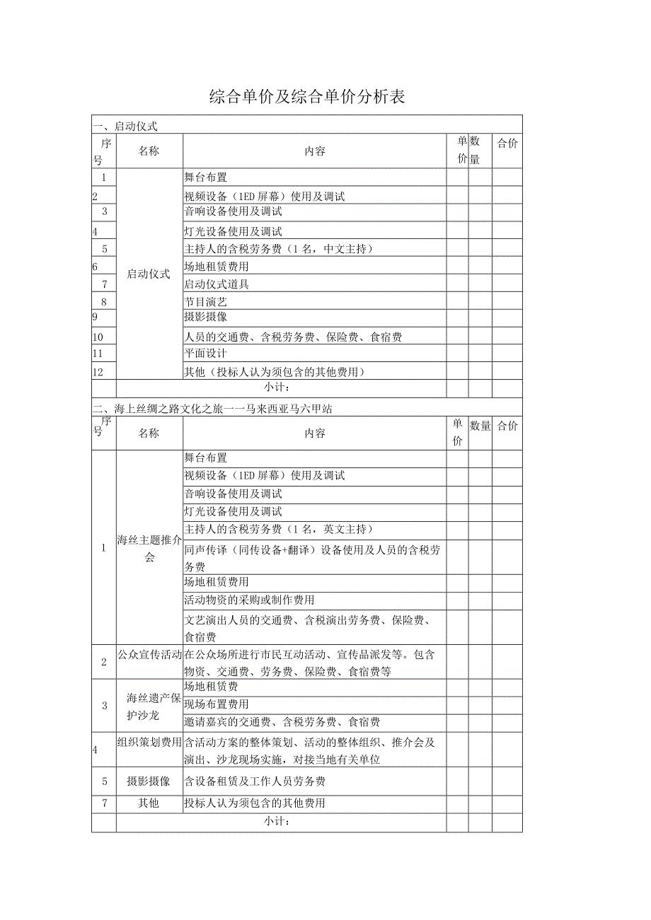 综合单价及综合单价分析表.docx_第1页