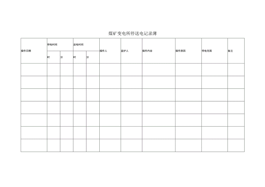 煤矿变电所停送电记录薄.docx_第1页