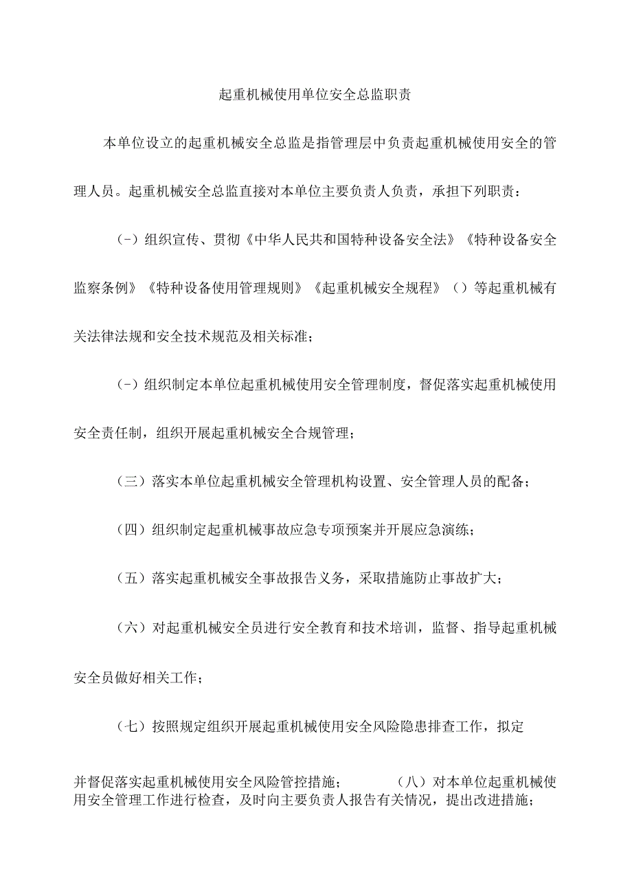 起重机械使用单位安全总监职责.docx_第1页