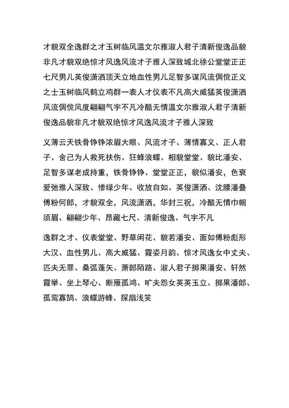 称赞男孩子出众的词语.docx_第1页