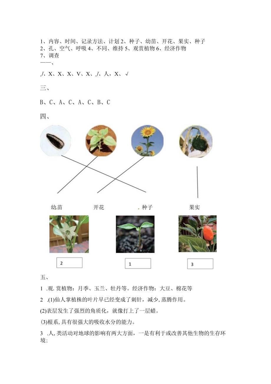 青岛版科学六三制四年级下册第四单元测试题参考答案.docx_第1页