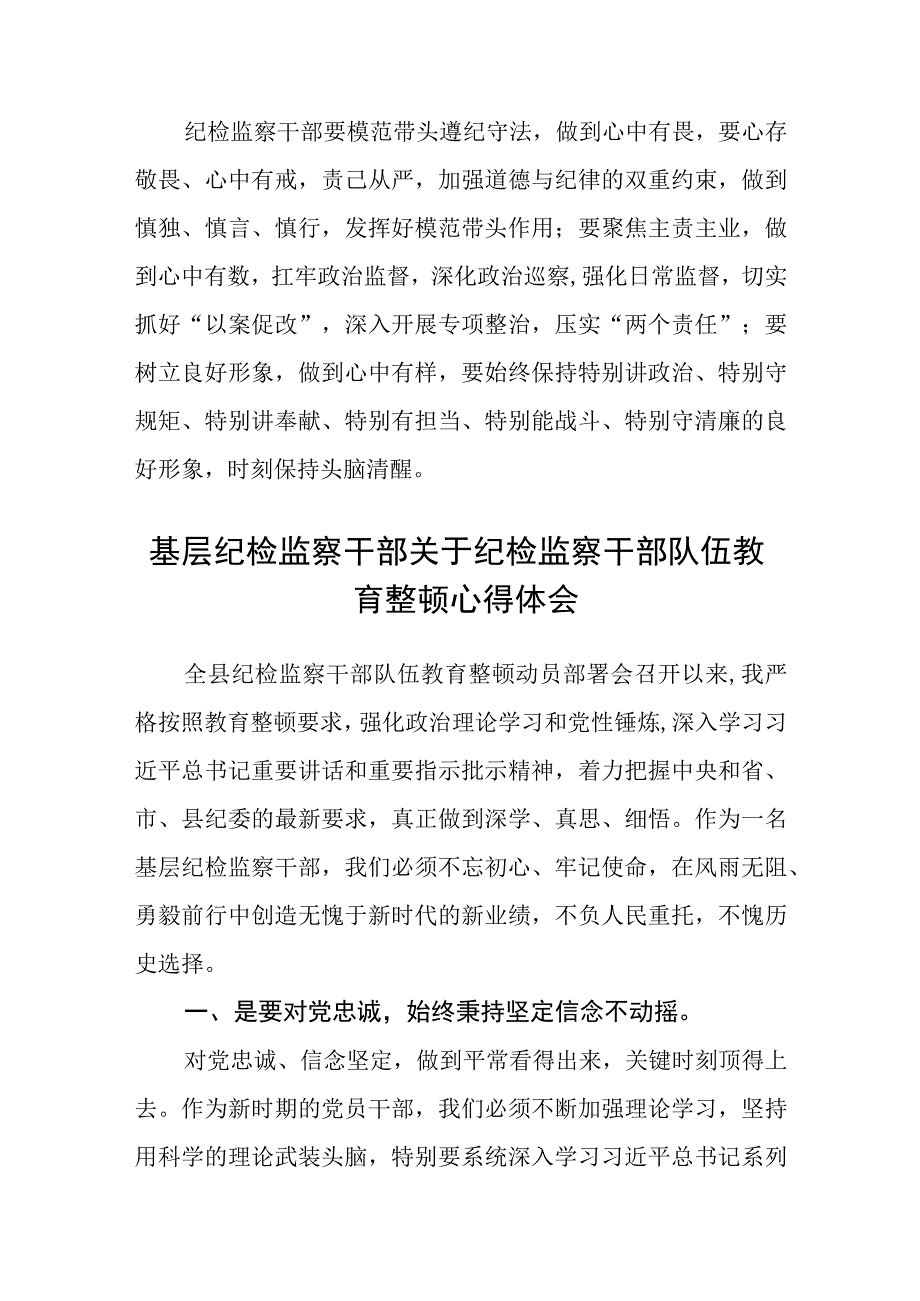 纪检监察干部在纪检监察干部队伍教育整顿心得体会3篇范本.docx_第2页