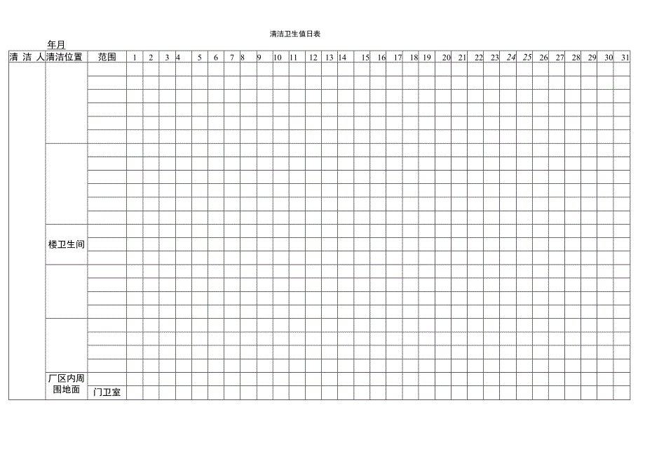 清洁工工作安排表.docx_第1页