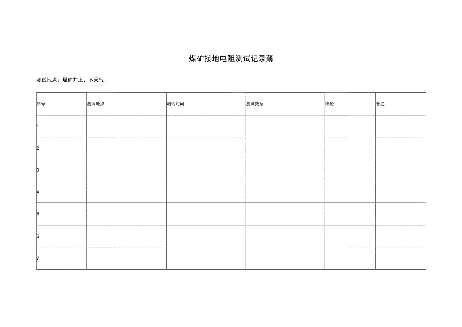 煤矿接地电阻测试记录薄.docx_第1页