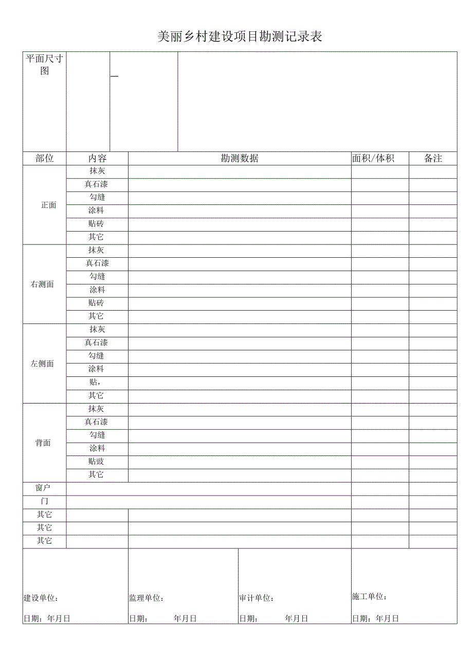 美丽乡村建设项目勘测记录表.docx_第1页