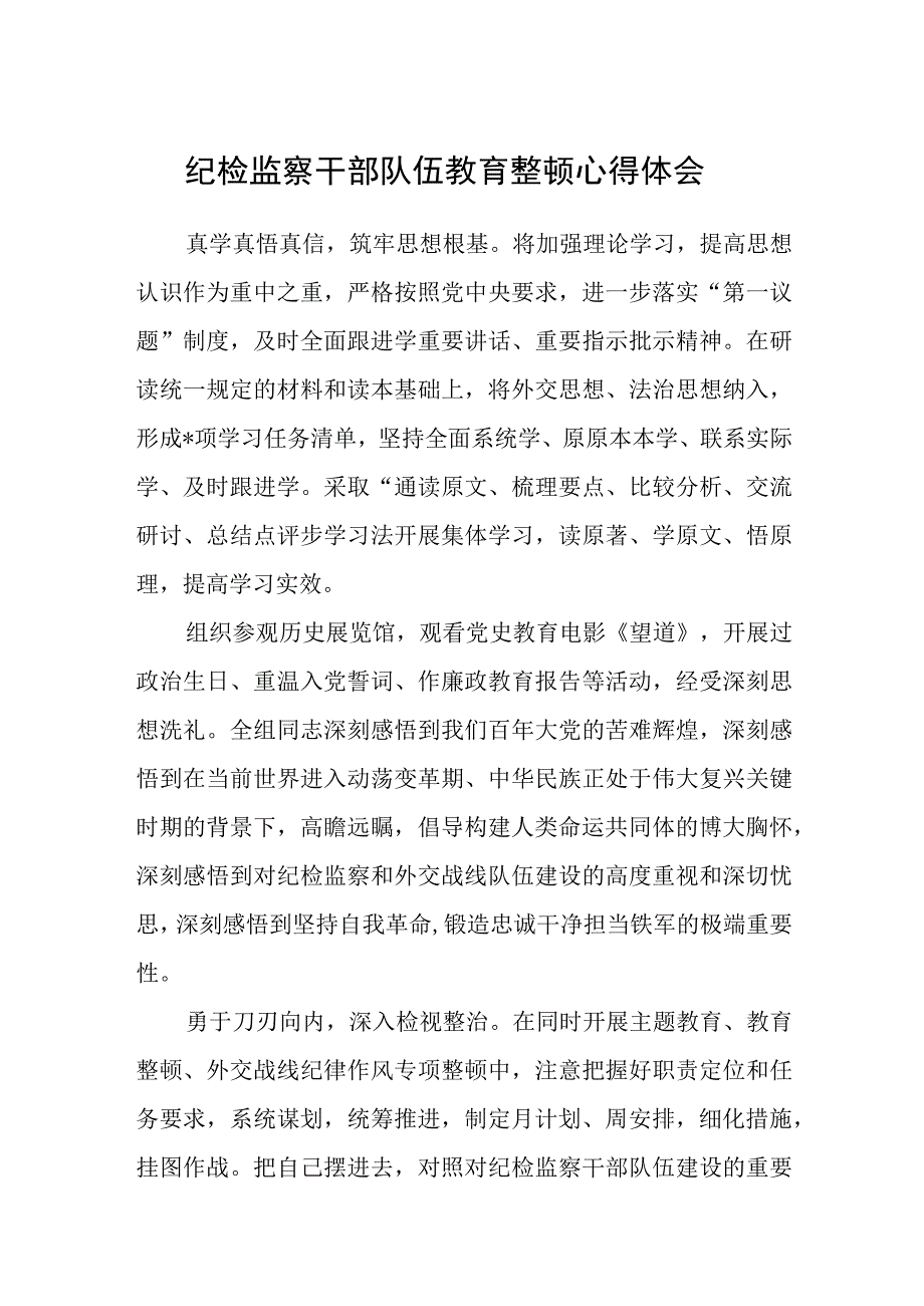 纪检监察干部队伍教育整顿心得体会精选三篇详细版.docx_第1页