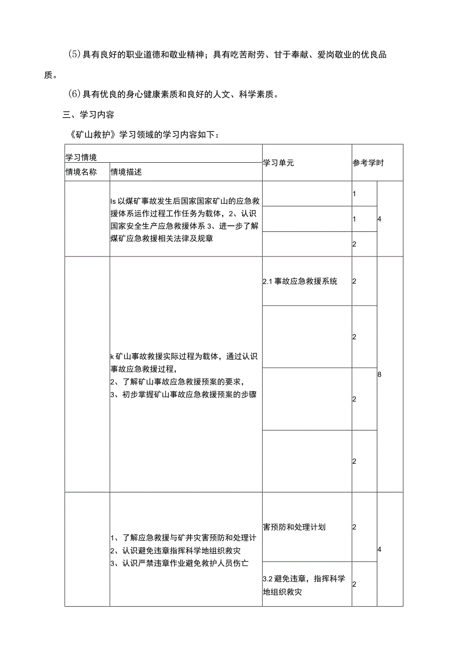 矿井通风与安全《矿山救护》课程标准.docx_第2页