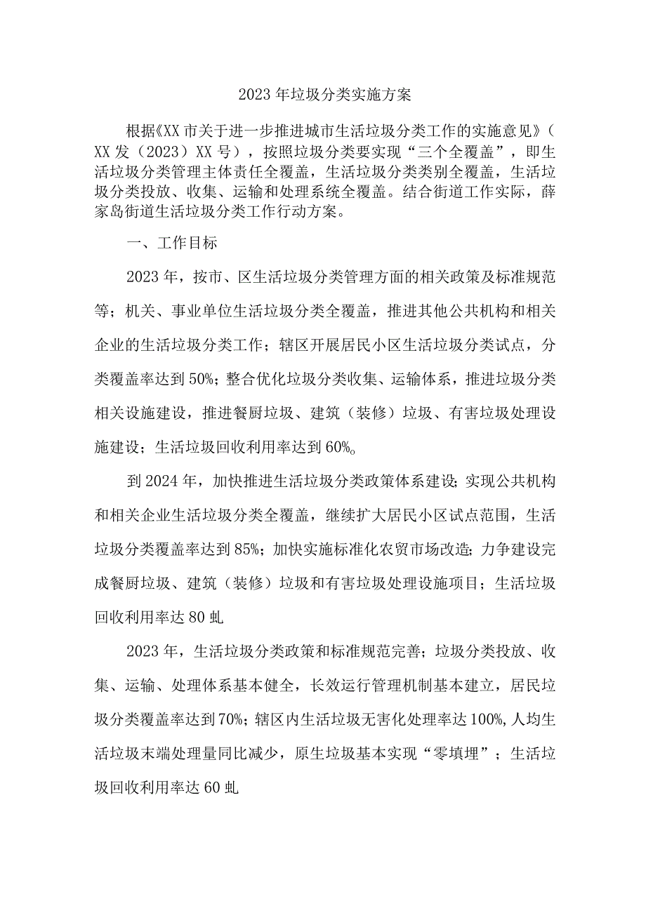 物业单位2023年垃圾分类工作实施方案 合计4份.docx_第1页