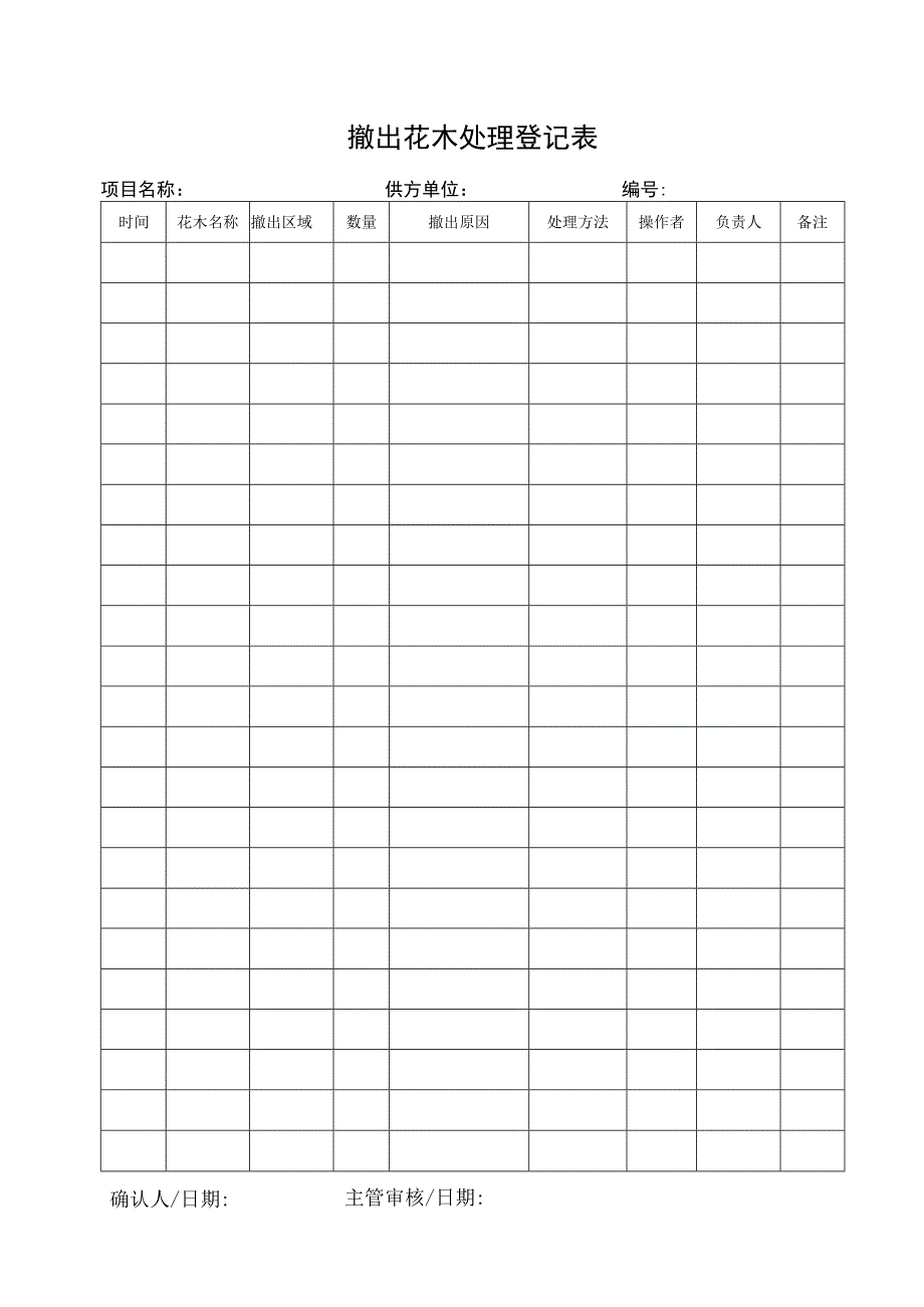 撤出花木处理登记表.docx_第1页