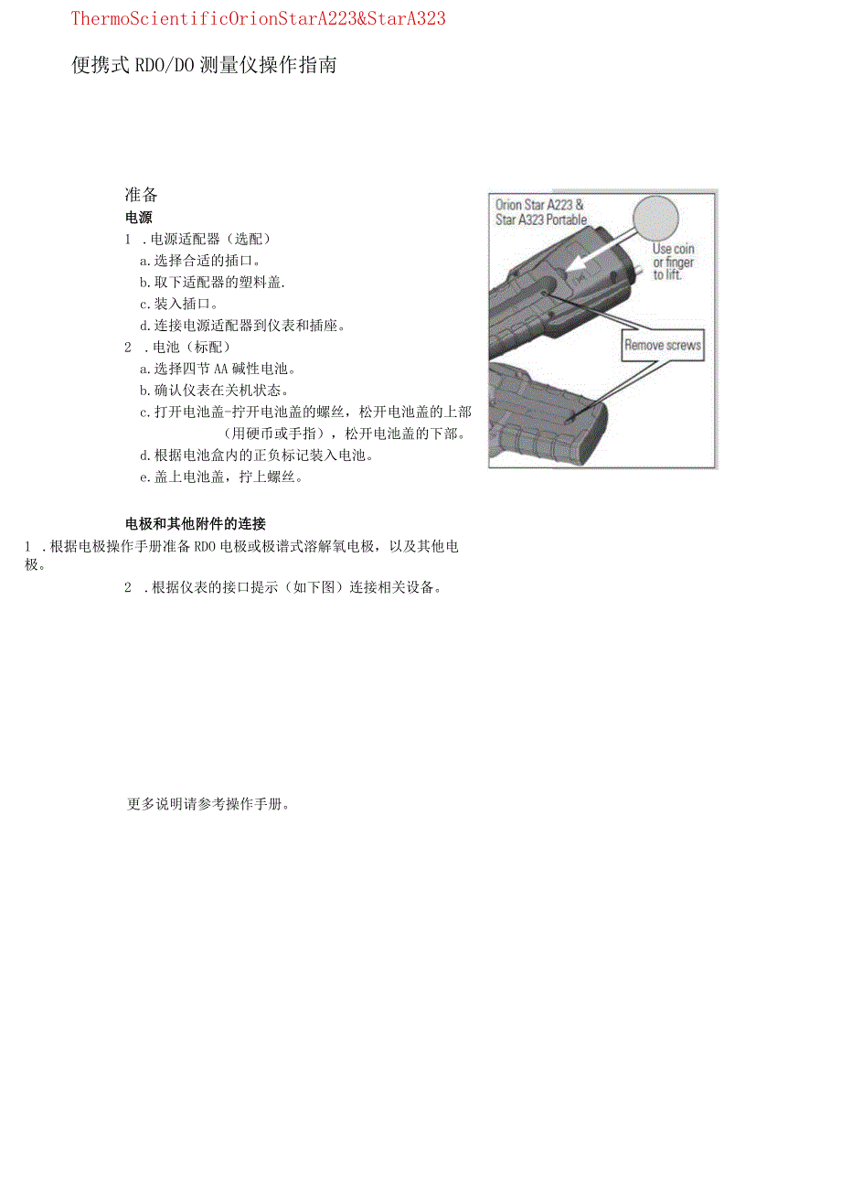 赛默飞便携式溶解氧StarA223和StarA323仪操作指南.docx_第1页