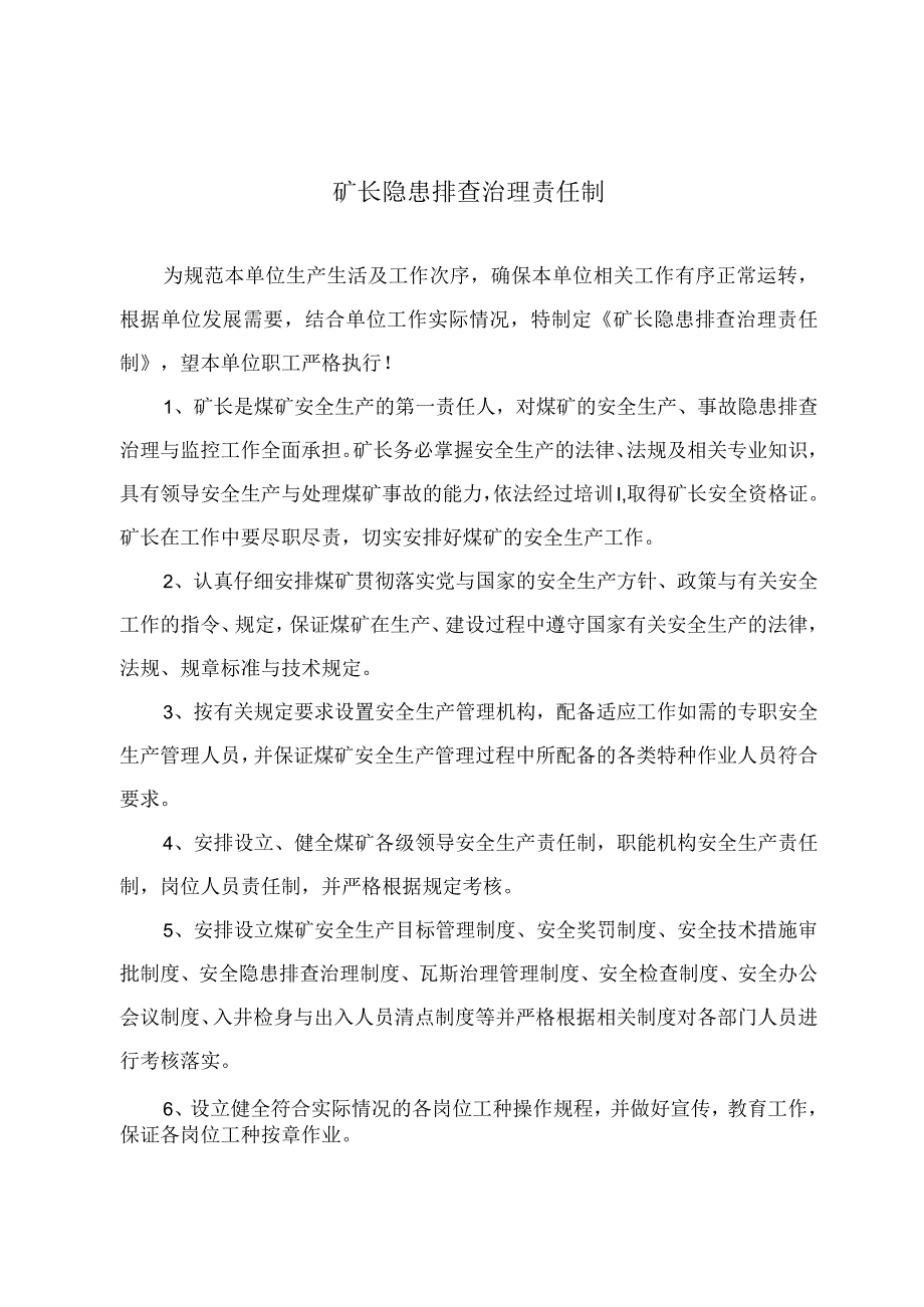 矿长隐患排查治理责任制.docx_第2页