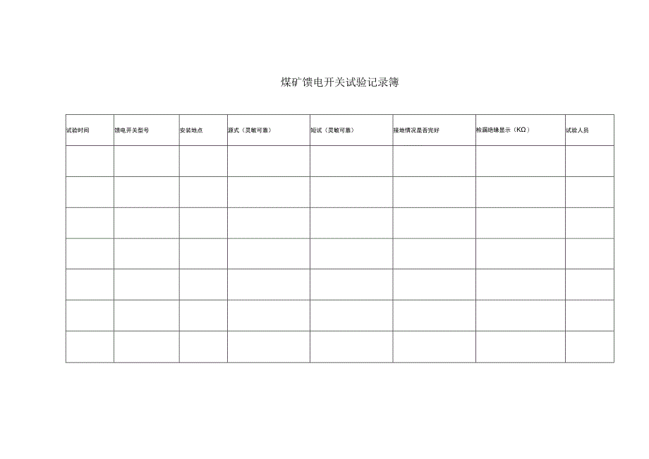 煤矿馈电开关试验记录簿.docx_第1页