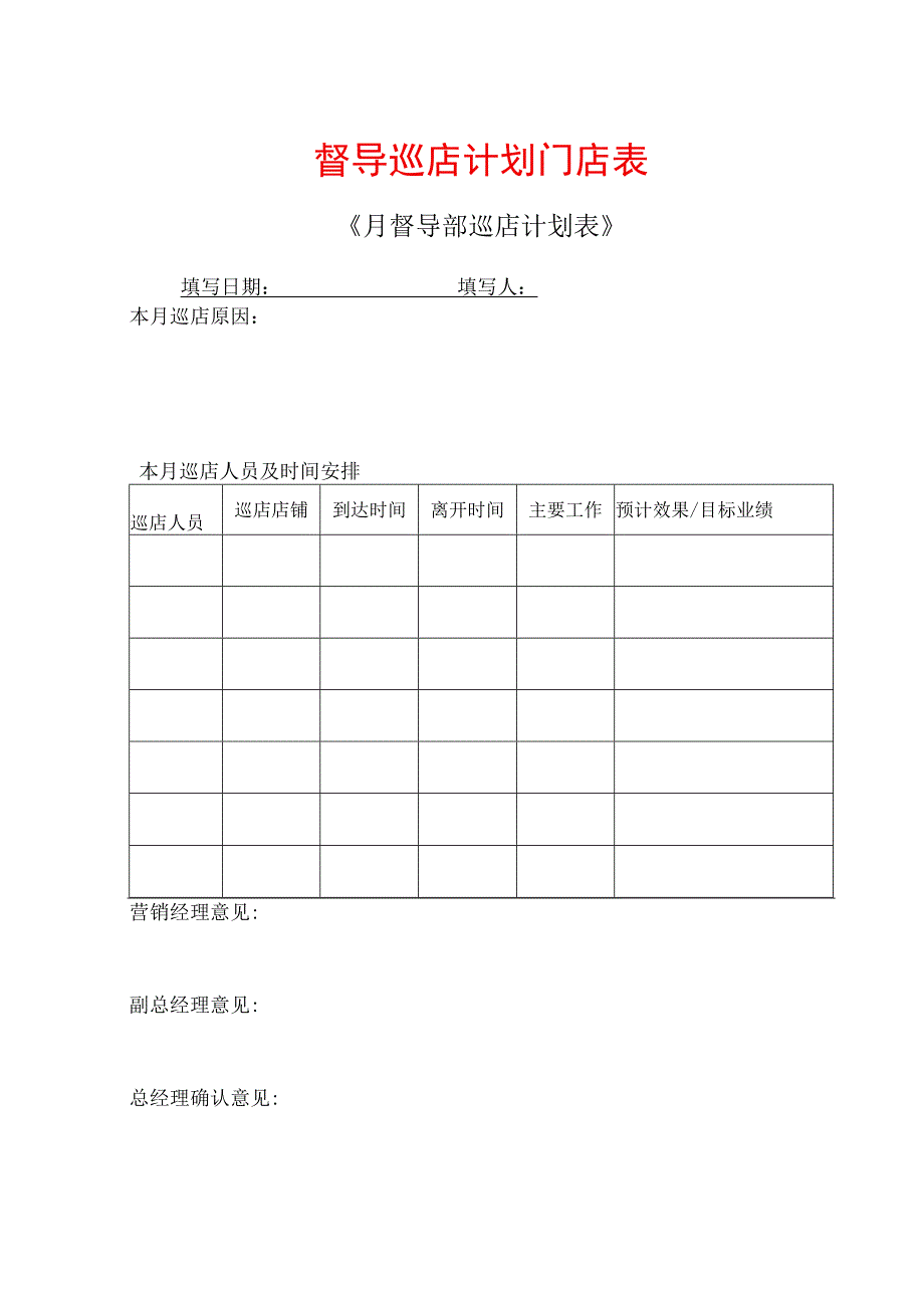 督导巡店计划门店表.docx_第1页