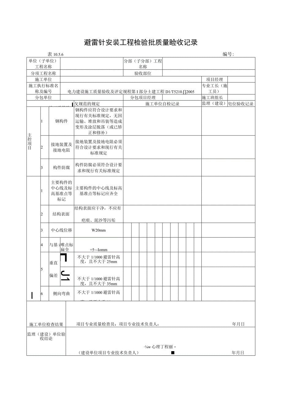 避雷针组装工程检验批质量验收记录.docx_第2页