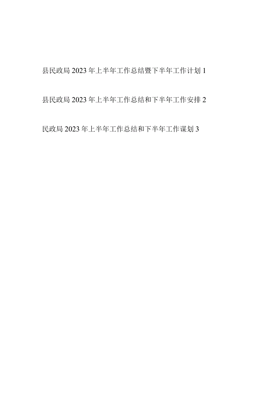 2023年上半年县民政局工作总结下半年工作计划3篇.docx_第1页