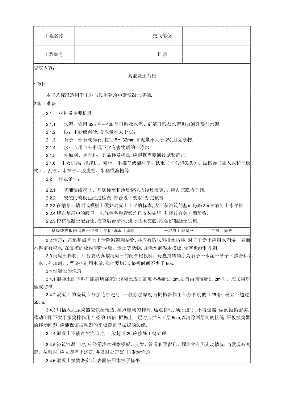 009素混凝土基础施工工艺工程文档范本.docx_第1页