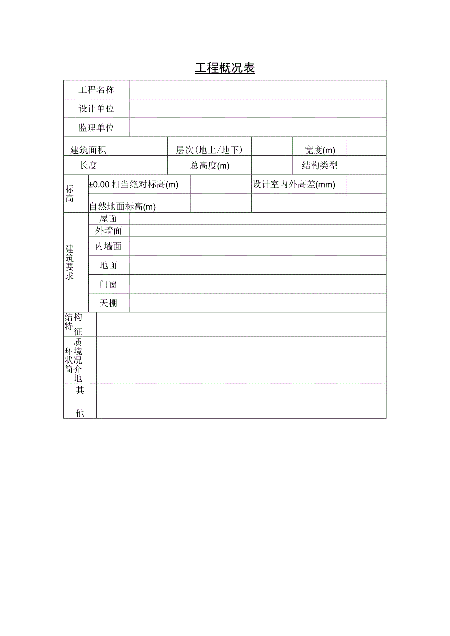 010工程概况表工程文档范本.docx_第1页