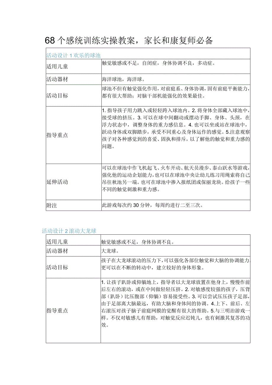 68个感统训练实操教案家长和康复师必备.docx_第1页