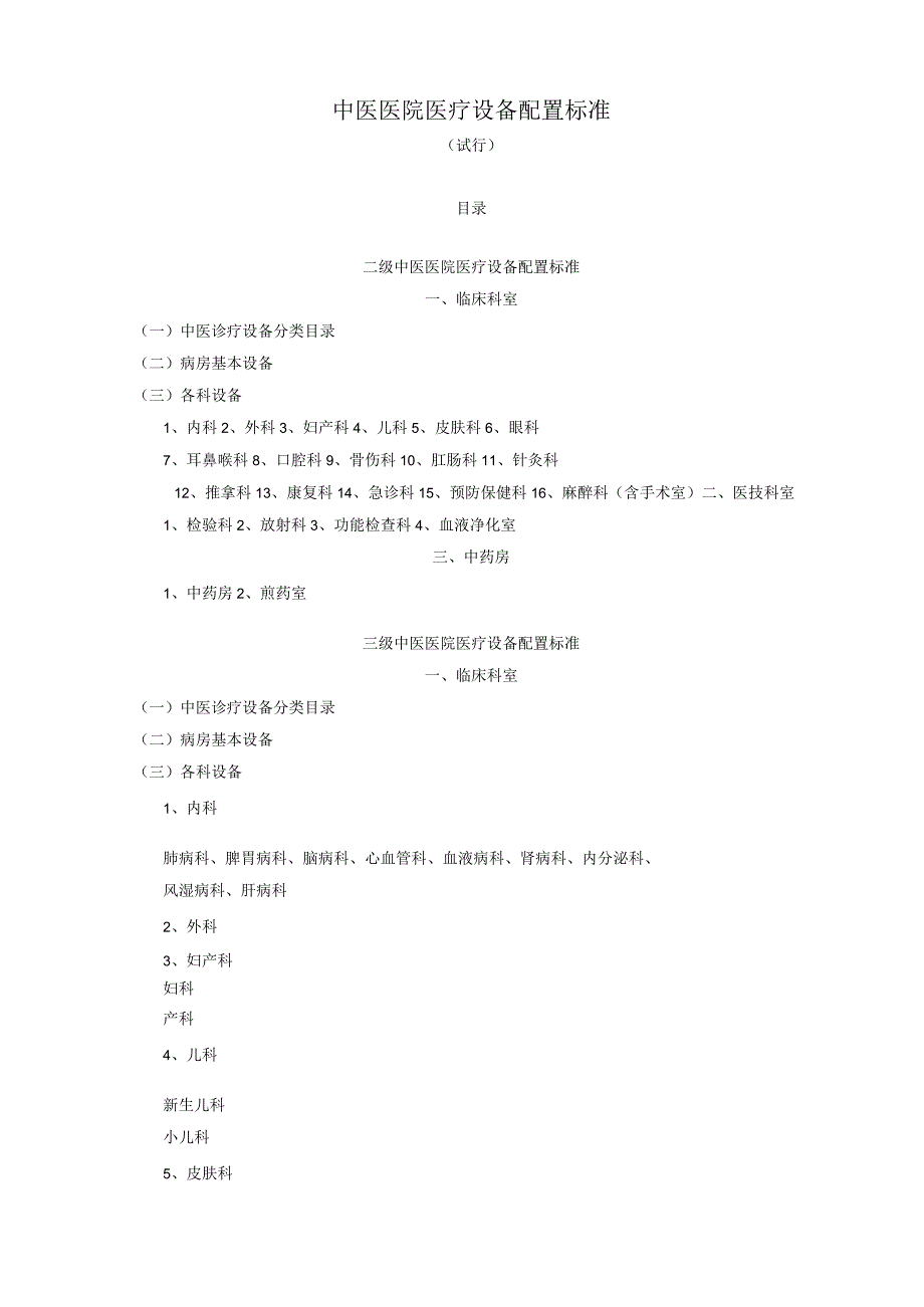 中医医院诊疗设备配置规范标准.docx_第1页