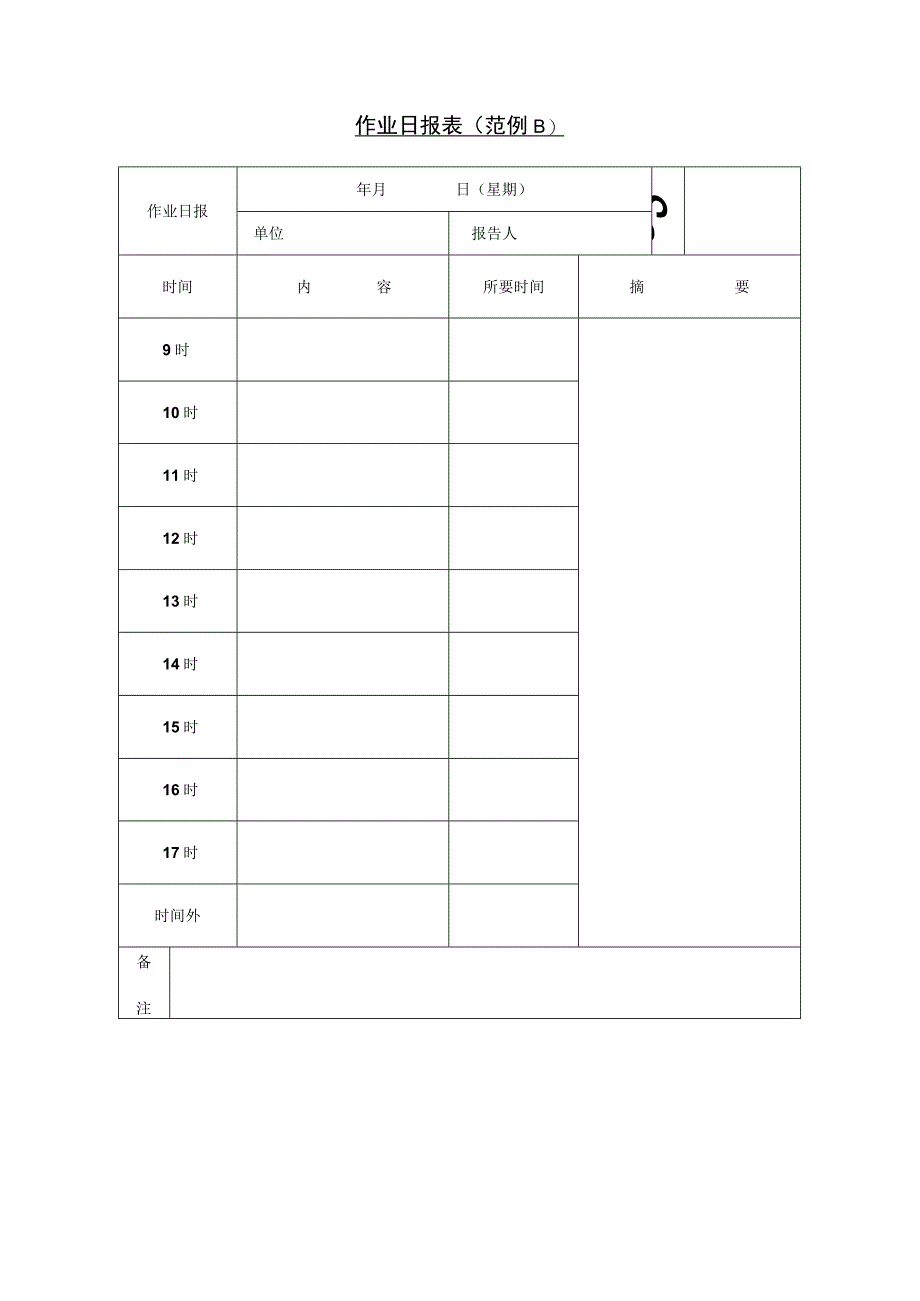 作业日报表范例B.docx_第1页