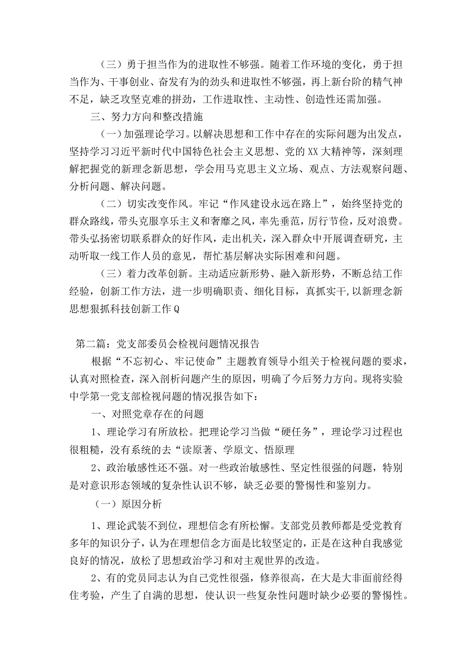 党支部委员会检视问题情况报告二十篇.docx_第3页