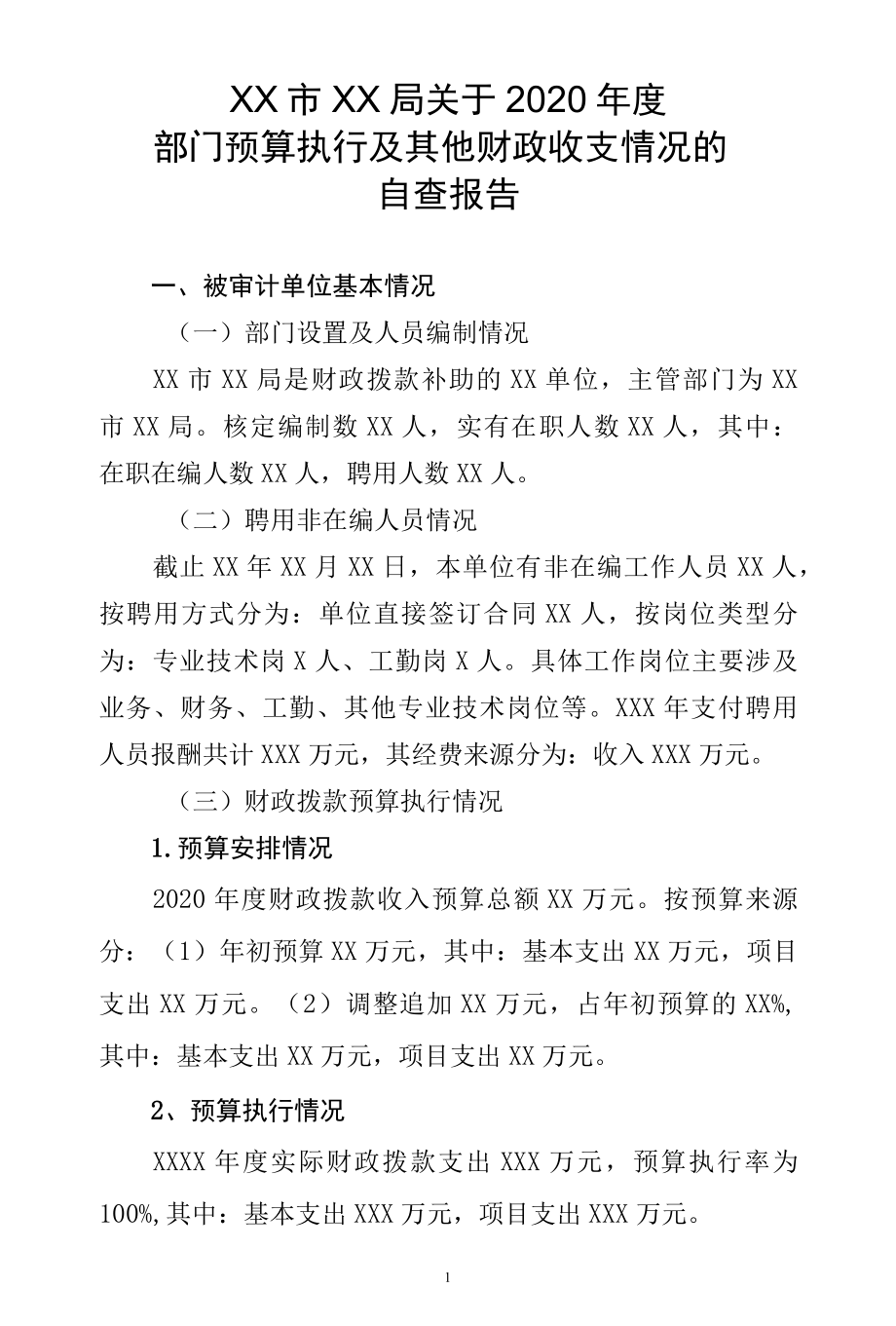 医院年度部门预算执行审计自查报告.docx_第1页