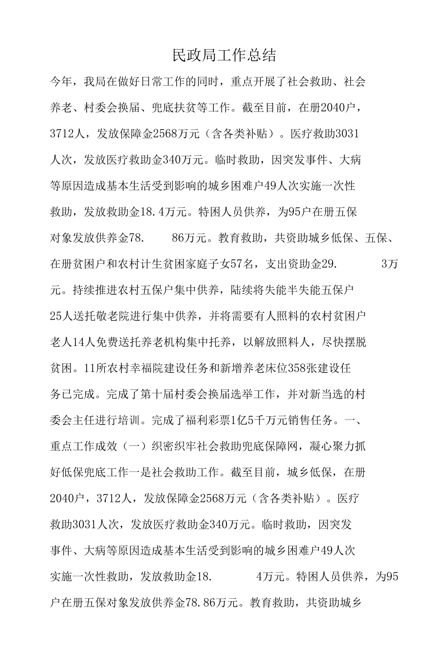 民政局工作总结2.docx_第1页