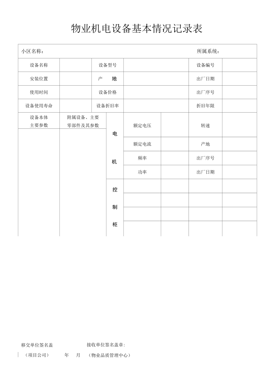 物业机电设备基本情况记录表.docx_第1页