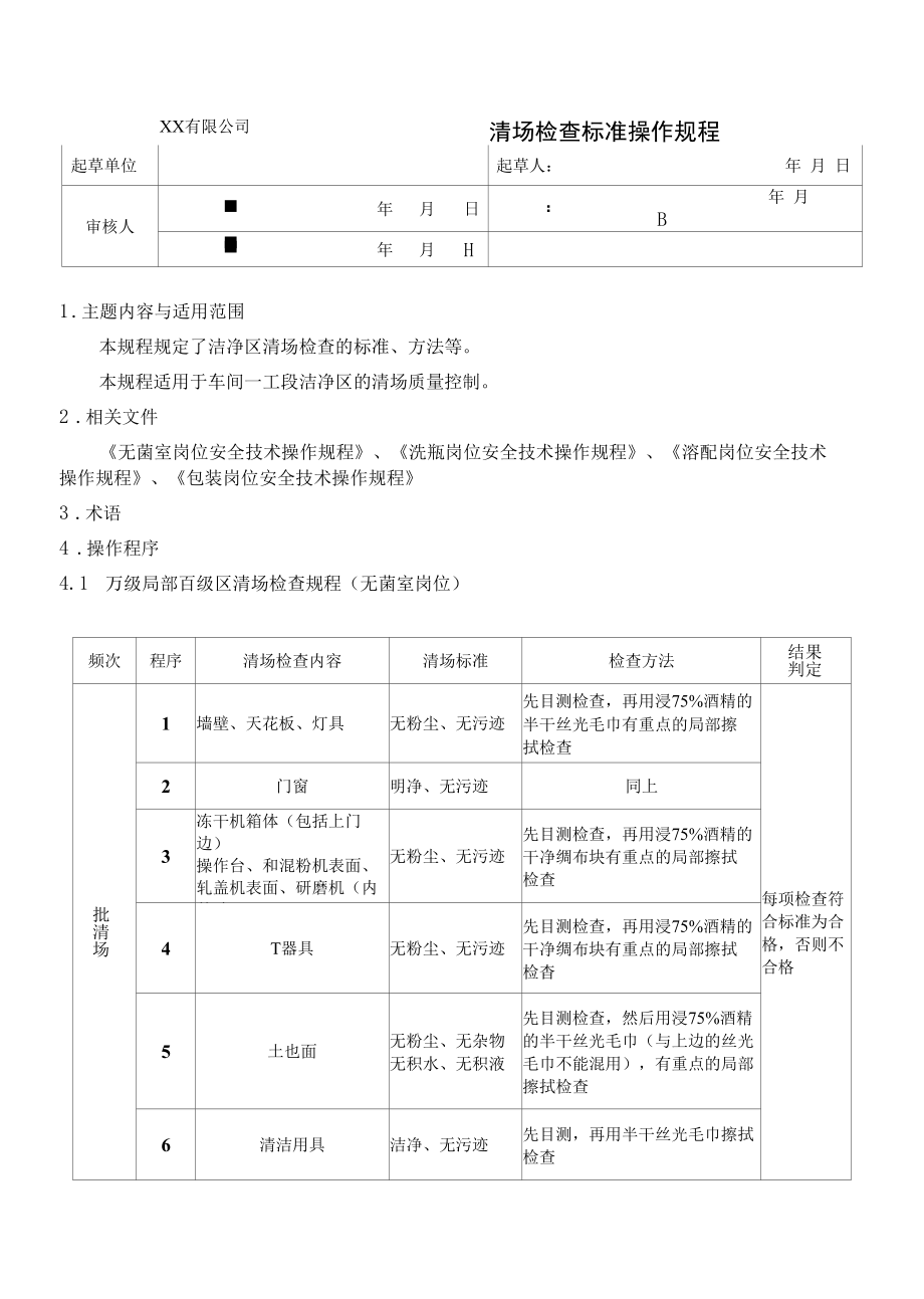 清场检查标准操作规程.docx_第1页