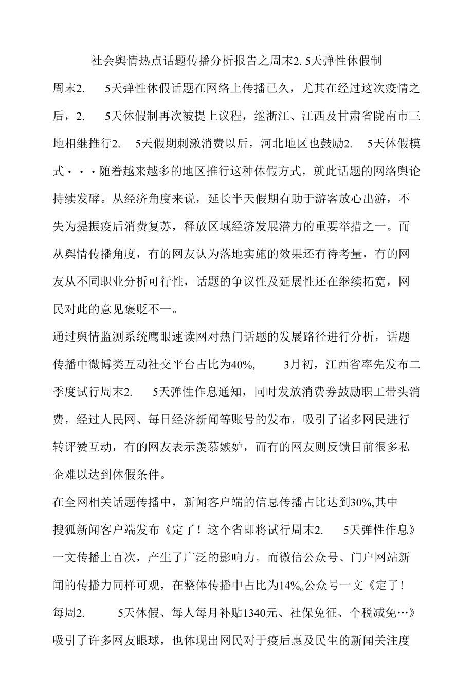 社会舆情热点话题传播分析报告之周末2.docx_第1页